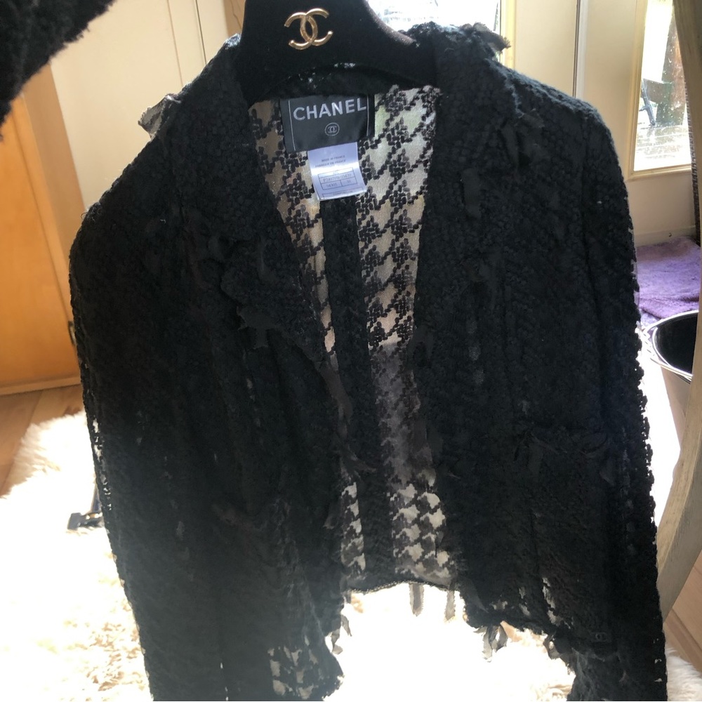 COPY - Chanel 05C black mesh lace jacket skirt suit 36 - Picture 6 of 16